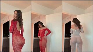 Mikaela Lafuente See Through Fishnet Bodysuit Try On PPV Onlyfans Video Leaked